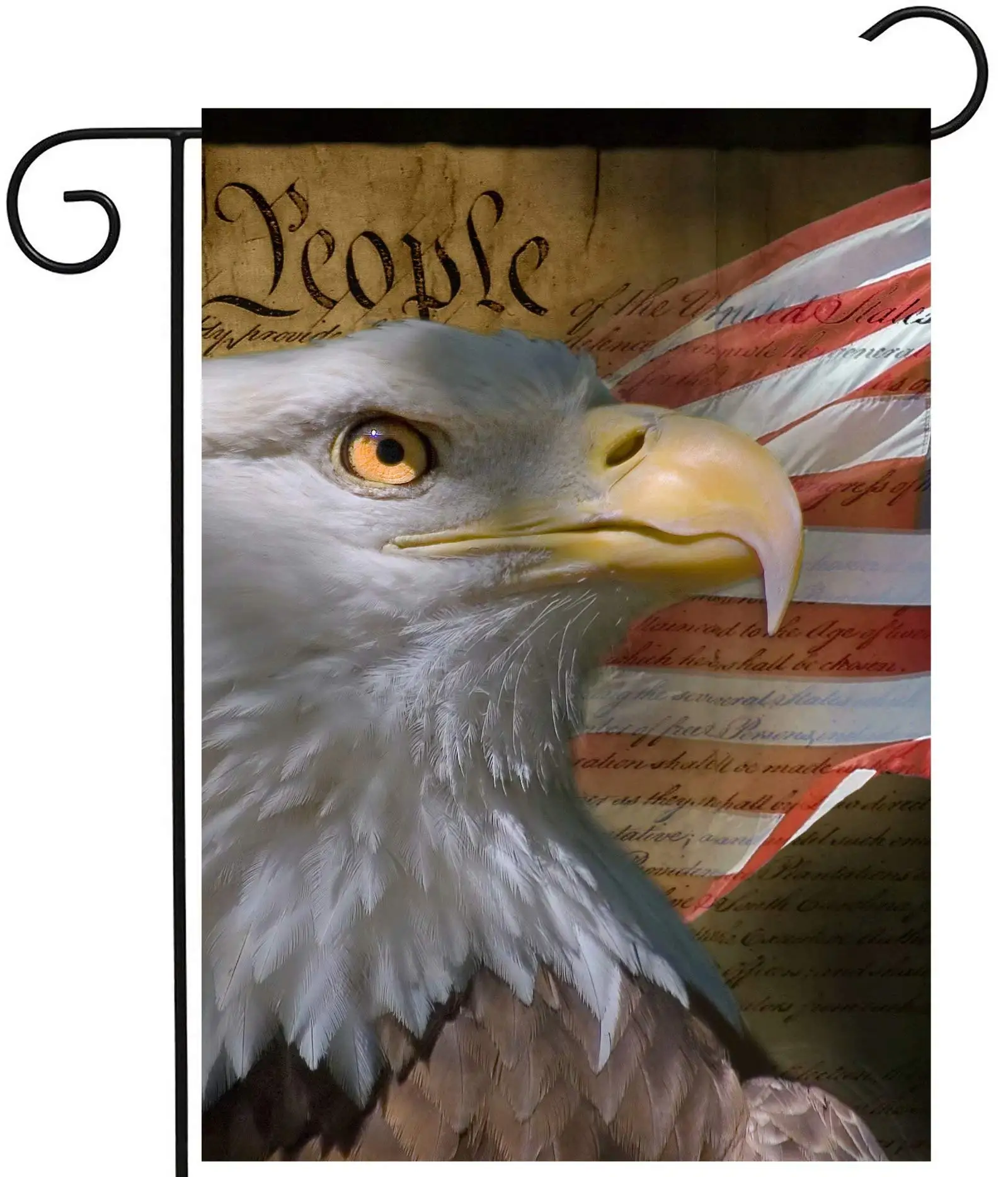 

USA Vintage American Garden Flag Bald Eagle 4th of July Memorial Independence Day Double Sided Yard Flags for Patio Lawn Outdoor