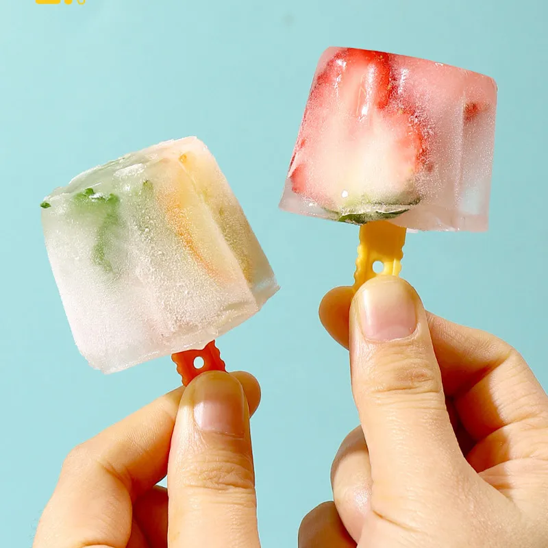 3pcs Ice Cube Mold with Stick Diy Fruit Milk Icecream Maker Refrigerator Ice Box Summer Ice Cube Tray Kids Baby Popsicle Mould