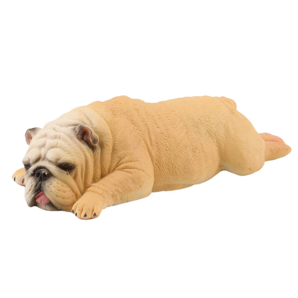 

Sleeping Bulldog Figurine Ornament Dog Statue Decor Children Simulation Dog Toy