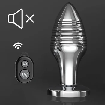 Metal wireless remote control anal plug wave pattern anal plug vibrator charging powerful men and women anal plug sex toy UYO 3