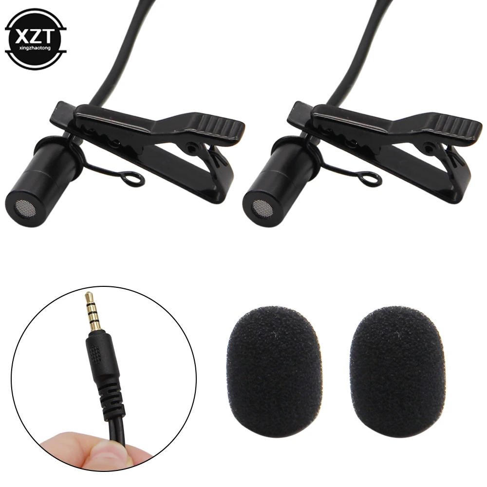 전문 미니 3.5MM 잭 오디오 더블 라 발리에 마이크 노트북 컴퓨터 휴대 전화 라이브 방송 마이크로 가라오케 2M
