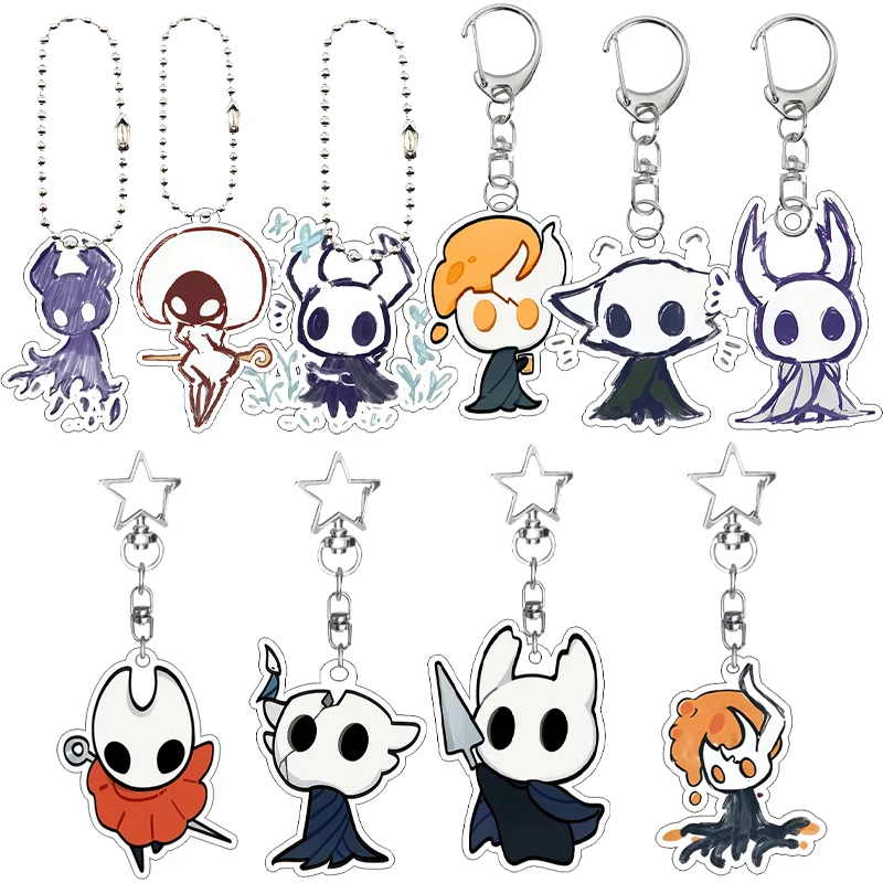 Anime Fashion Hollow Knight Figure Cartoon Acrylic Keychain Women Men Chain Keyring Key Charm Ornament Pendant Hanging Jewelry