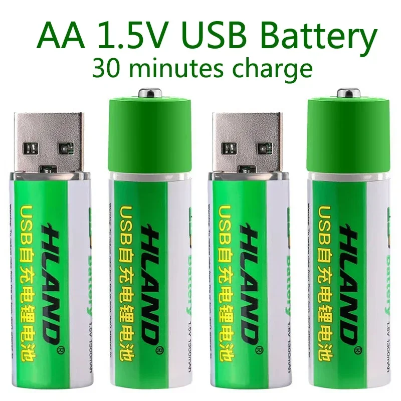 1.5V AA 1300mAh USB rechargeable lithium ion battery For Remote Control Wireless Mouse + cable Large capacity