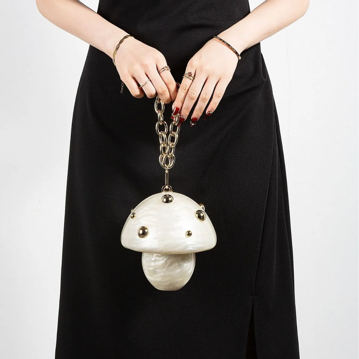 Women Acrylic mushroom Bag Cute Evening Clutch Bag For Wedding Party Small Gold Purses Designer Summer Beach Handbags