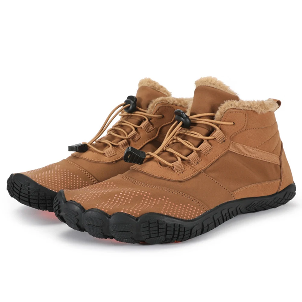 Winter Men Boots Snow BareFoot Casual Shoes Women Warm Plush Cotton Shoes for Outdoor Walk Climbing Anti-Slip Ankle Boots