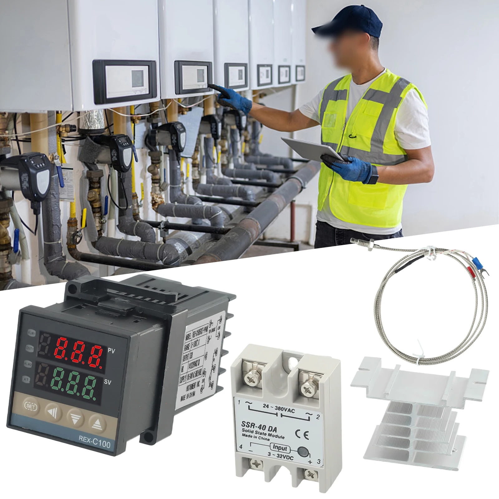 

Efficient and Reliable Temperature Regulation with REX C100 Temperature Controller 40A SSR K Thermocouple Probe Kit