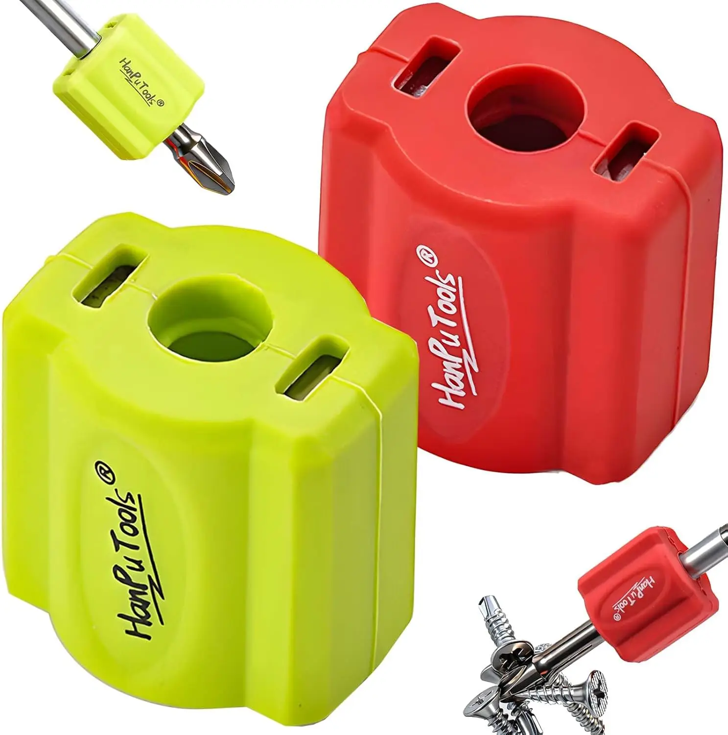 Magnetic Anti-Slip Silicone Screw Ring with Fast-acting Magnetizer/Demagnetizer Function for Screwdrivers and Power Bits