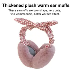 Women Earmuffs Adorable Bow-knot Design Plush Earmuffs for Women Ultra-thick Windproof Ear Warmer Headwear for Autumn Winter