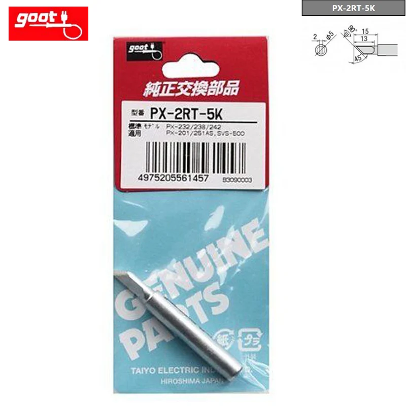 

Japan GOOT PX-2RT 2C 3C 4C 5C SB B BC 2.4D 3.2D 5K 8S Welding Tips PX-201 PX-232 PX-238 PX-242 PX-336 SVS-500 Soldering Iron