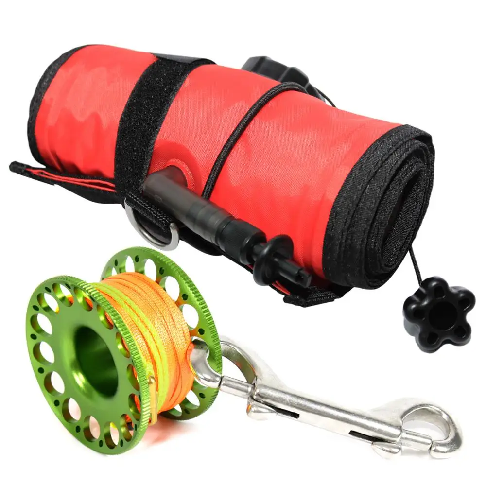 Scuba Diving Buoy 1.2m 1.5m 1.8m Inflatable Safety Sausage Float Set Aluminum Spool Finger Reel inflatable swim buoy