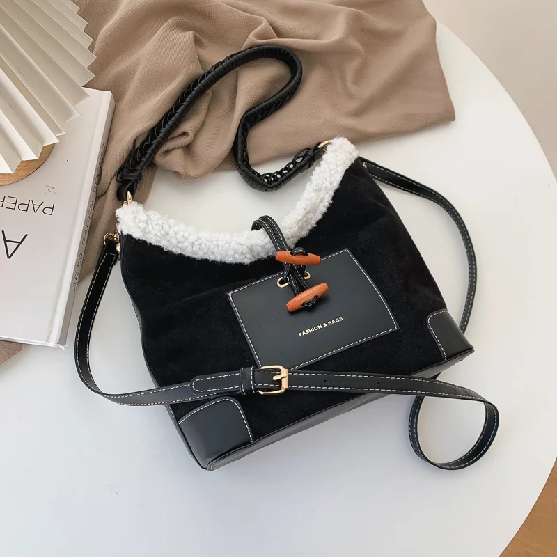 Women Faux Suede Shoulder Bags Vintage Tote Bags with Adjustable Strap for Work Shopping Travel