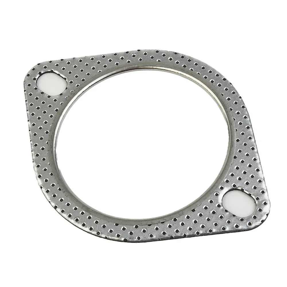 2Pcs 76mm Car Sliver Exhaust Gasket Flange 2 Bolt 3" Inch Downpipe Metal Multi Layer Reinforced Gasket exhaust gasket
