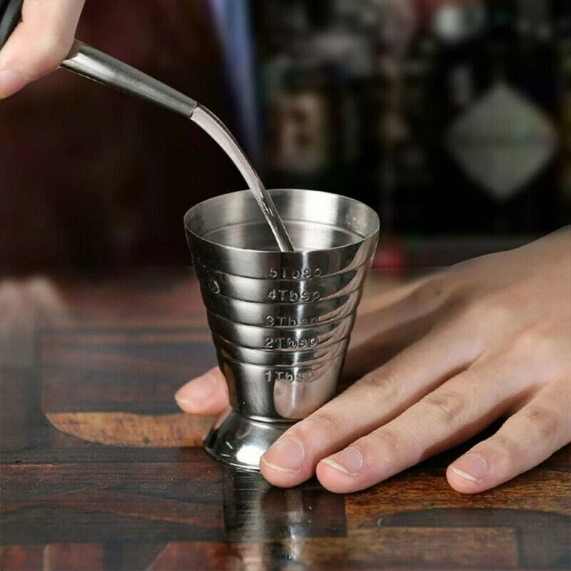 Measuring Jigger Cocktail Cup Bar Measuring Cup 304 Stainless Steel Glass Ounce Measure Jigger Kitchen Bartender Bar Tools 2.5oz 75ml Barware