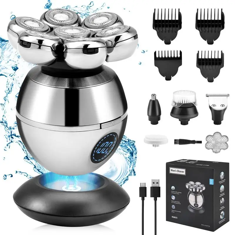NEW Electric Shaver 7D Floating Cutter Head Base Charging Portable Men Beard Trimmer Clipper Skull Shaver Waterproof Shaving