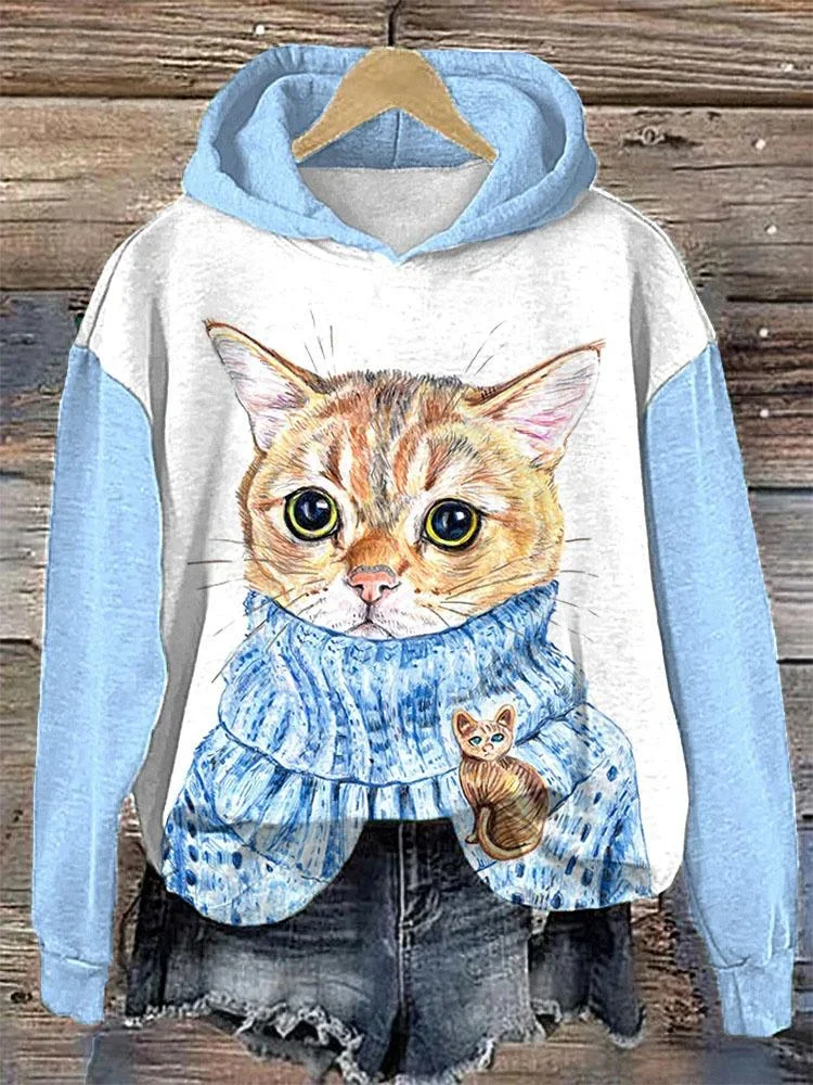 

3d Kawaii Cat Sweatshirt Hoodies For Women Autumn Long Sleeve Top Fashion Casual Pullover Animal Print Oversized Female Clothing