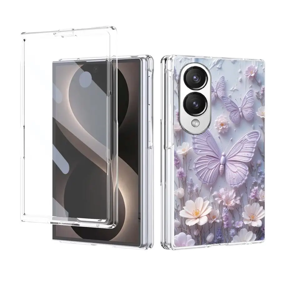 Lavender Butterfly Flower Transparent Luxury Phone Cover Case