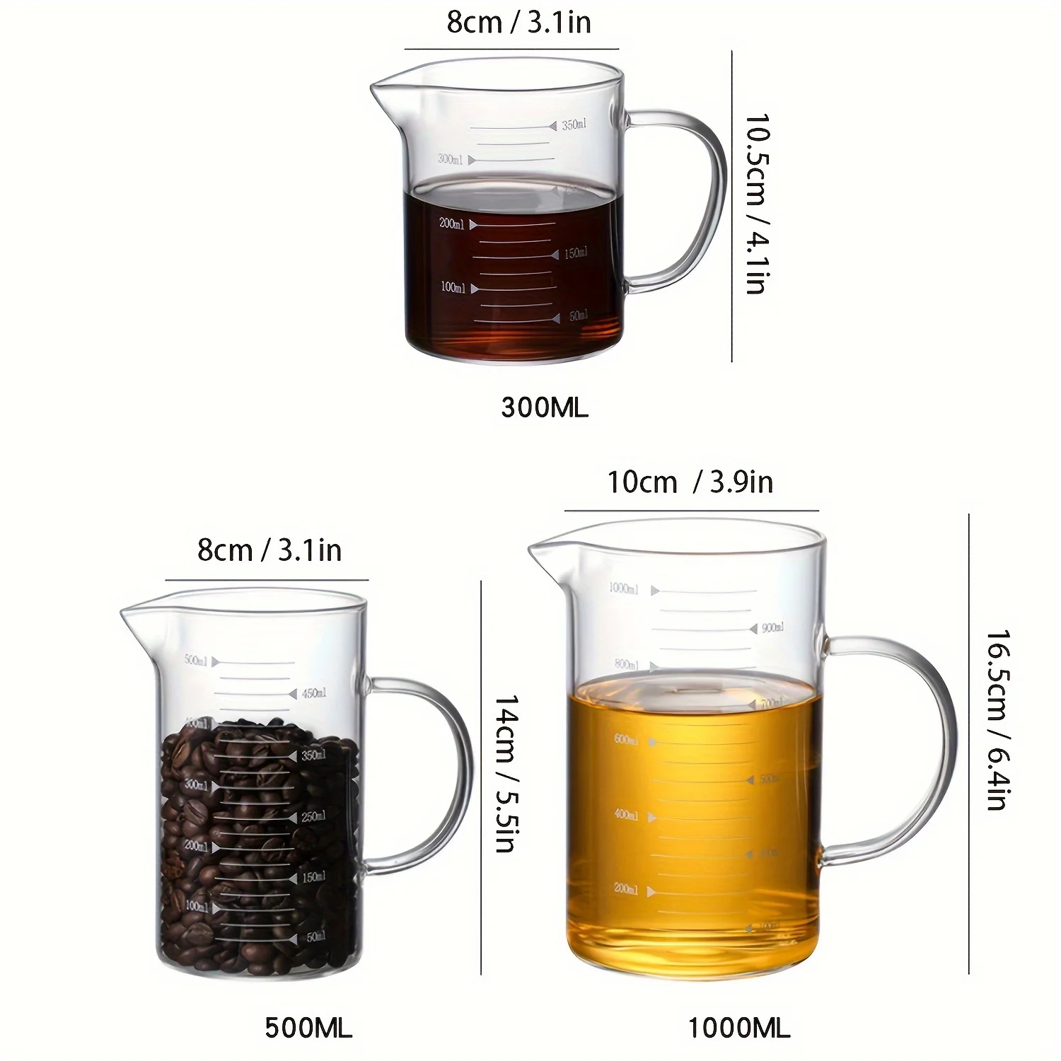 1PC With Lid Versatile Glass Measuring Cup, Precision Scale & Spout, Insulated Handle for Safe Pouring High temperature resistan - 1