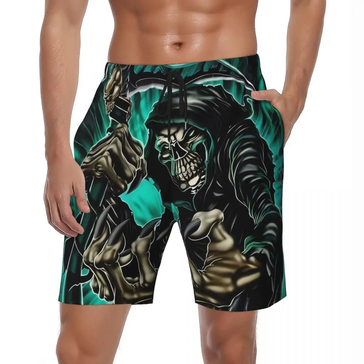 

Swimsuits Skull Board Shorts Summer Sickle Death Cool Y2K Retro Board Short Pants Males Sports Surf Quick Drying Swimming Trunks