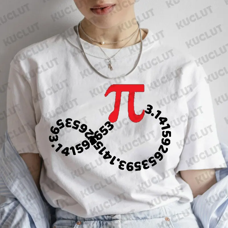 Happy Pi Day 3.14 Mathematics Math Print T-Shirts for Women Creativity Tops Casual Women's Tee Shirt Math Infinity Lover Tshirts