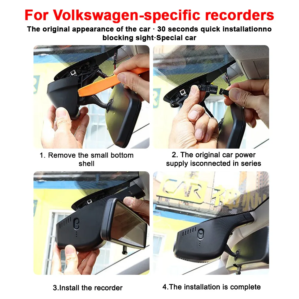 4K Dash Cam For Volkswagen CC Bora Tiguan Touran Passat Teramont T-Cross Octavia Front and Rear WIFI Car Dvr Dashcam