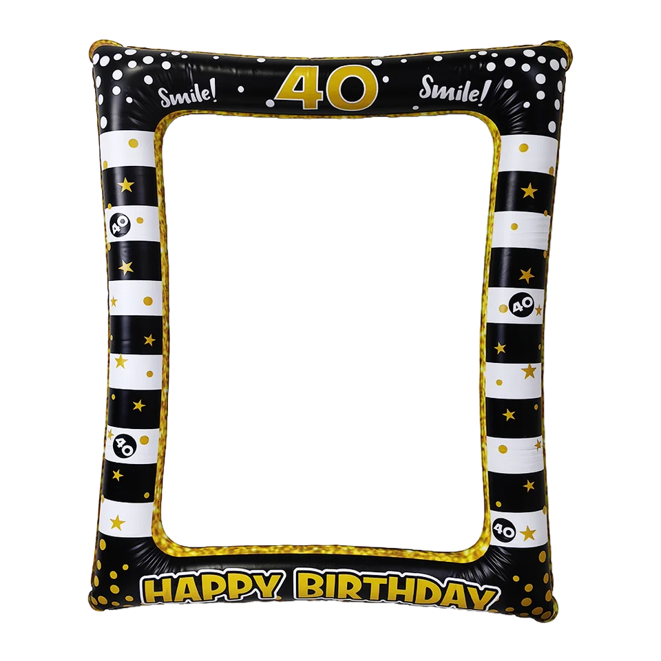 Cornice Gonfiabile 60° Compleanno - 71x58cm, Nero/Oro, Per Selfie E Feste - Foto 4