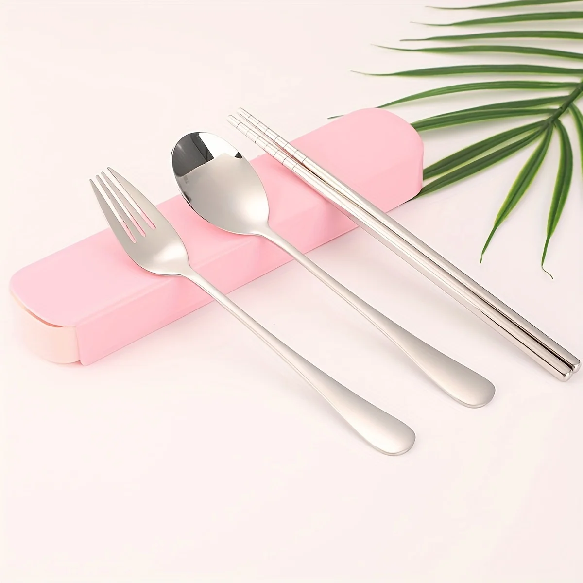 1set/2sets/3sets-Chopsticks And Spoons Set, Primary School Children's Portable Single Lunch Tableware Storage Box, Stainless