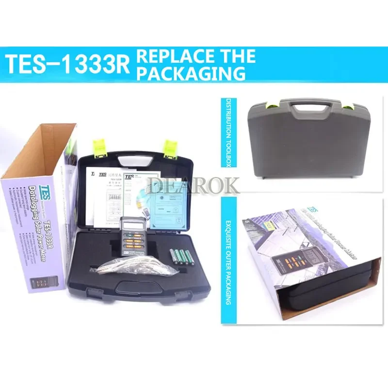 Solar Power Meters Light Meter Solar Radiation Tester Optical Power Meter Emission Measuring Instrument TES-1333