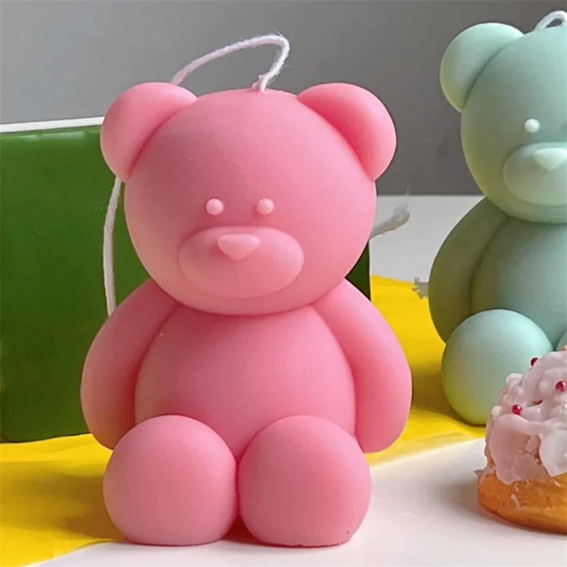 Cute 3D Cartoon Bear Silicone Candle Mold for DIY Scented Candles and Home Decor
