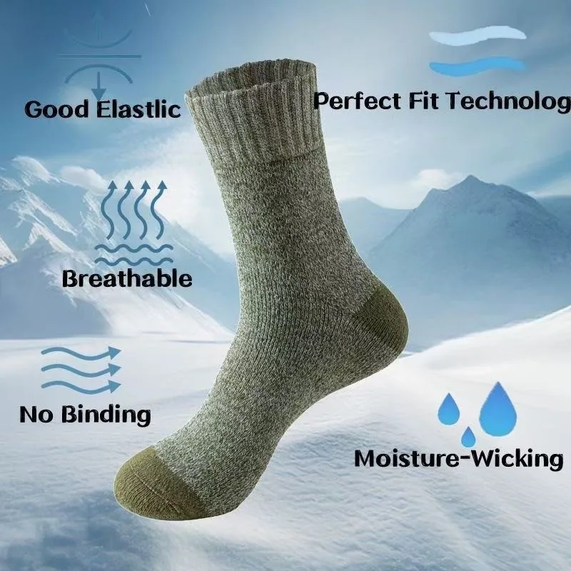 5pairs Winter Warm Socks Thickened Knitted Sweat Absorbent Running Socks Men Women Breathable Athletic Fitness Cycling Ski Socks