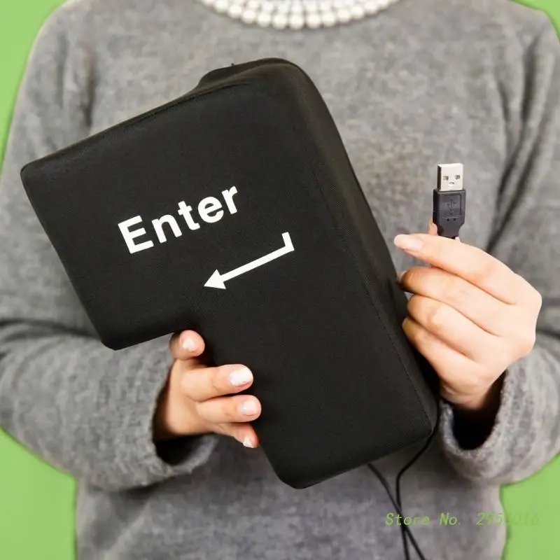 Anti-Stress Computer Huge Enter Pillow Button Usb Connection Huge Enter Stress Reliever Cushion Christmas Gift