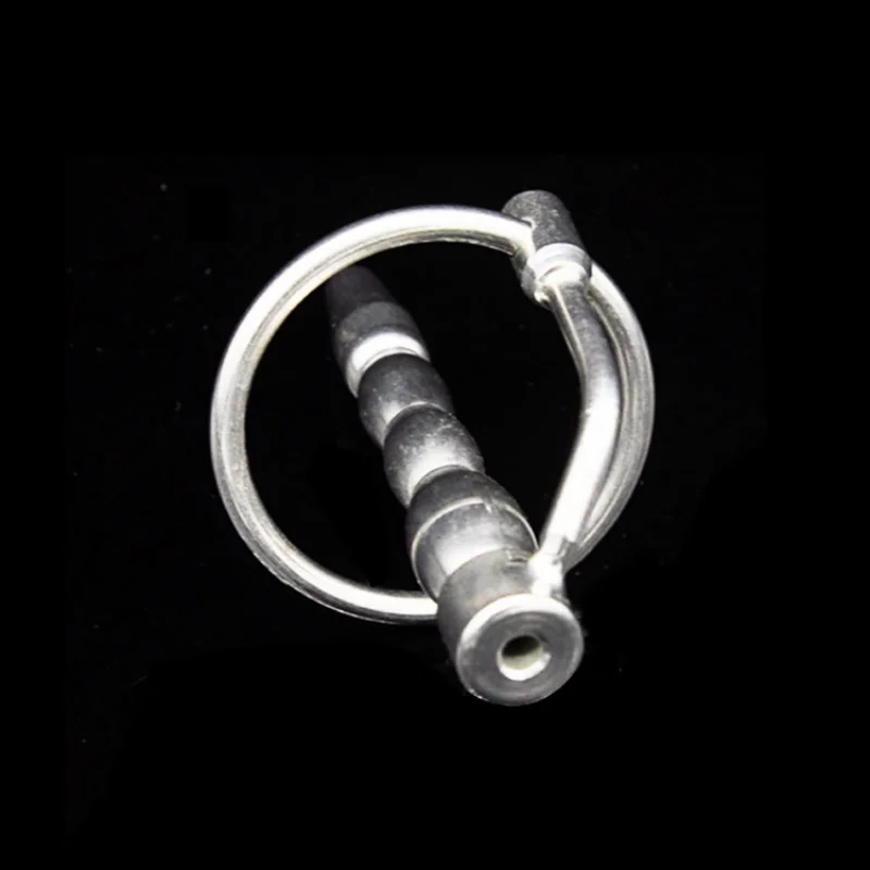 Penis Sex Toys Male Stainless Steel Hollow Urethral Dilator Sounding Penis Plug with Glans Ring Chastity Stretcher