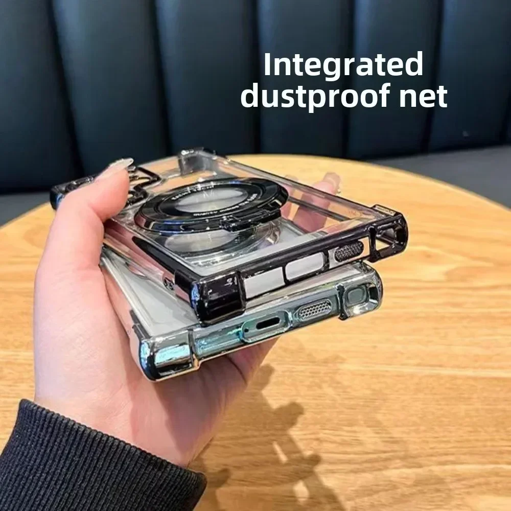 Enhanced Electroplated Clear Magnetic Stand Protective Phone Case