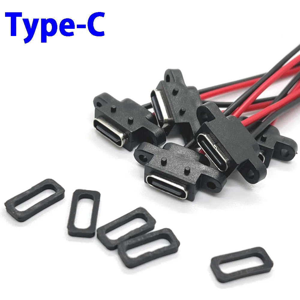 

10pcs Type-C USB 3.1 Connector SMD SMT Welding Wire Female Waterproof Female Socket Rubber Ring High Current Fast Charging port