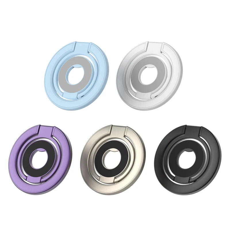 New Double Sided Magnetic Phone Ring Holder Strong Magnet Folding Holder Desktop Bracket for IPhone 16 15 14 Pro Phone Grip