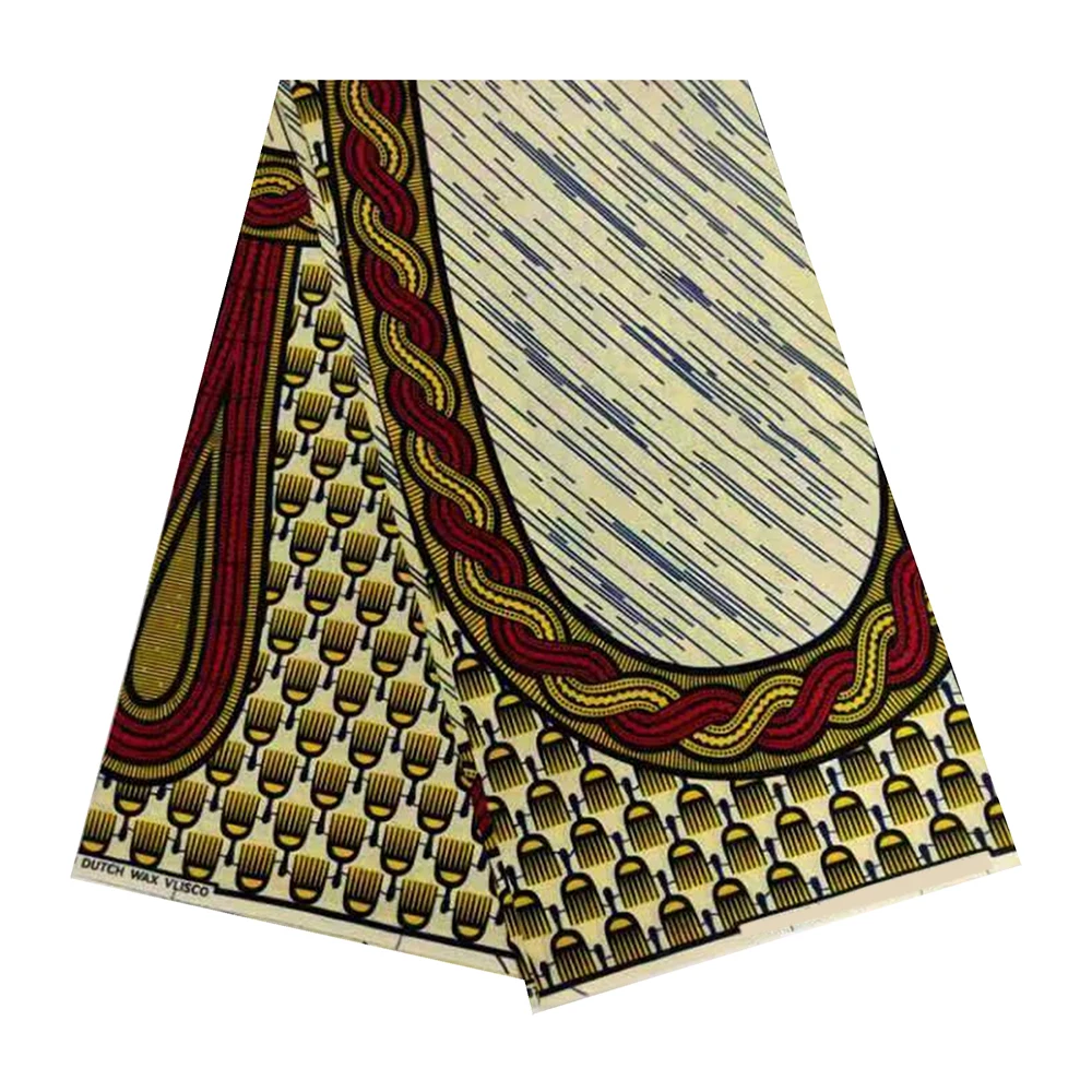 

African Wax Fabric 100% Cotton Veritable Wax Nigerian Ankara Block Prints Batik Fabric Dutch Pagne 6yards For Sewing LIN698