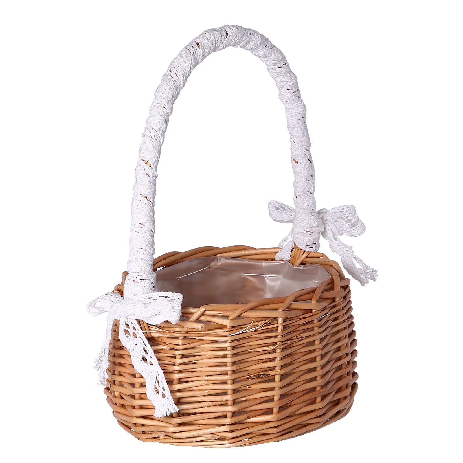 

1pc Flower Holder Basket Decorative Wicker Woven Basket Handled Flower Basket Empty Gift Basket