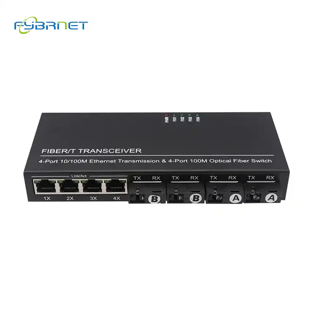 1PCS 4F4E 10/100M 155M Fiber Ethernet Media Converter Fast Ethernet switch 20KM 4 SC Fiber 4 RJ45 fiber Switch