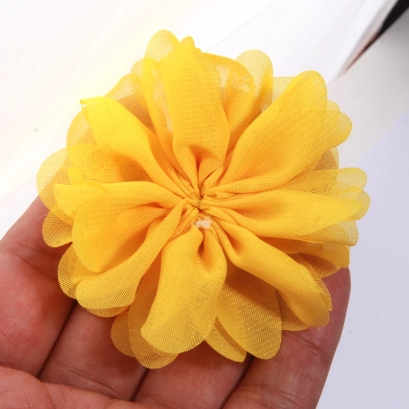 120pcs 7cm Rosette Blume Boutique 7cm Puff Chiffon Blumen Haarschmuck Boutique Zubehör Kopf bedeckung keine Clips keine Haars pange – Detail 4