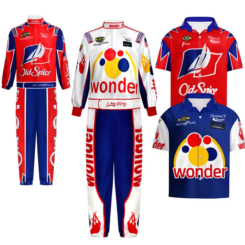 

Movie Ricky Bobby Cosplay Uniform Racing Wear Top Pants Man Halloween Carnival Outfits