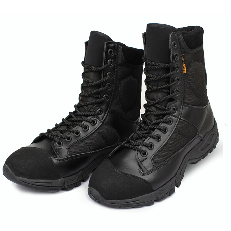 Men Boots Leather Black Lace Up Combat Desert Ankle Boot Mens Tactical Work Shoes Men High Top Safety Shoes