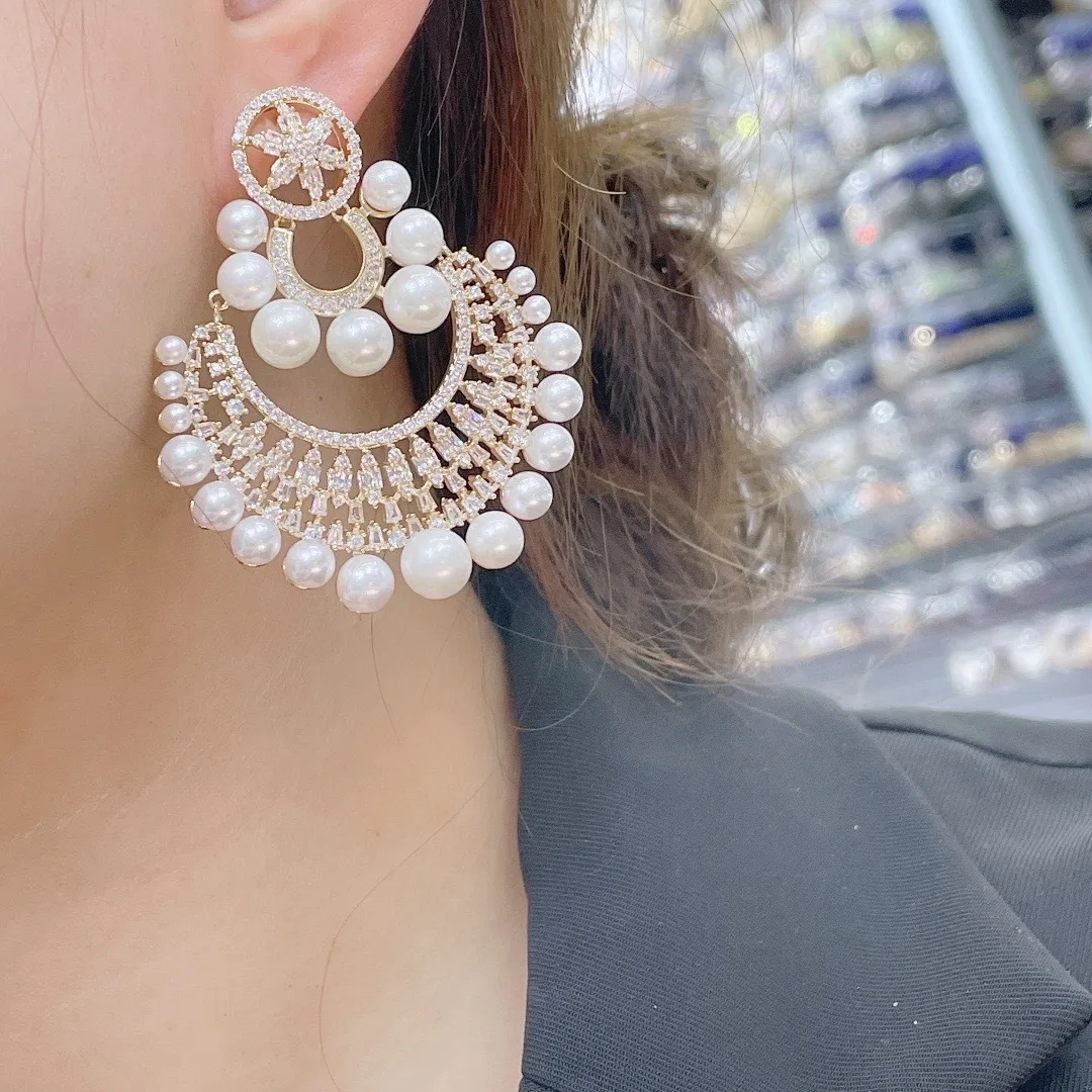 Classic Women's 18K Gold Earrings Turkey Bijoux Vintage Bohemia Pearl Beaded Tassel Earrings Ethnic Tribe Indian Jewelry