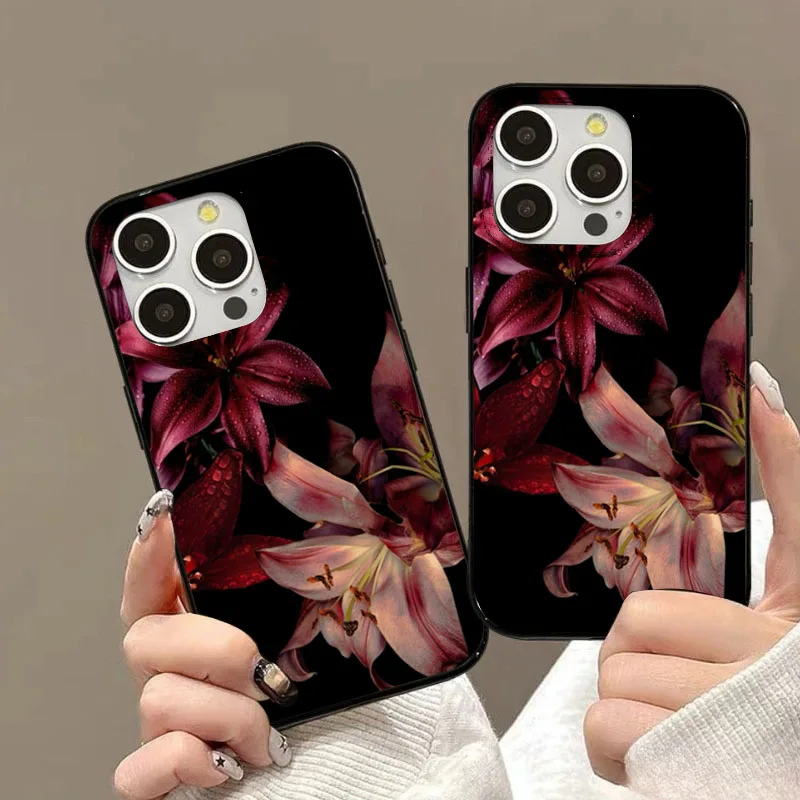 Elegant Red Lily Flower Soft Phone Case - Stylish Protective Cover