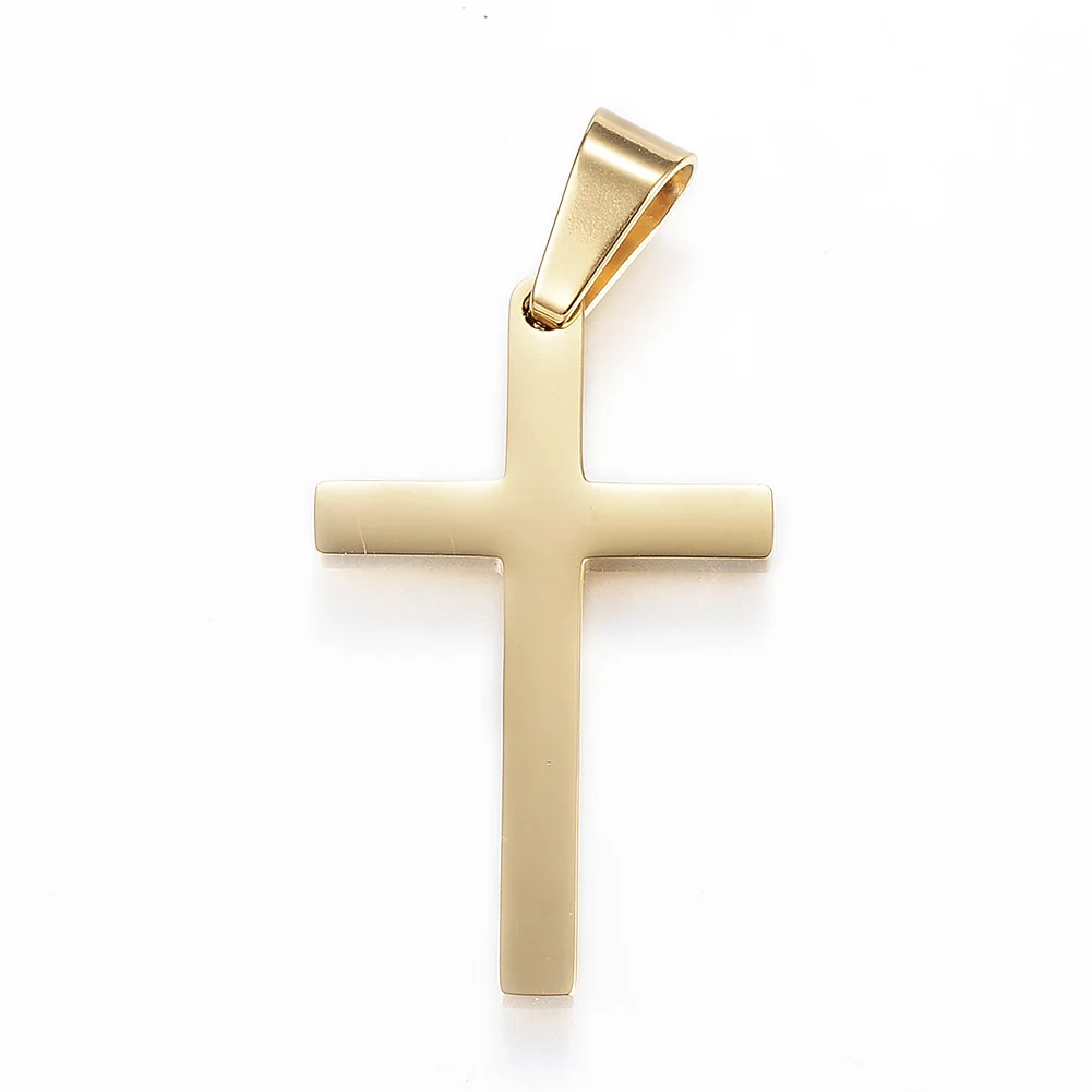 Kissitty 10Pcs Mixed Color Cross Shape Stainless Steel Pendants Metal Charms For Bracelet Necklace Earring Jewelry Making Gift