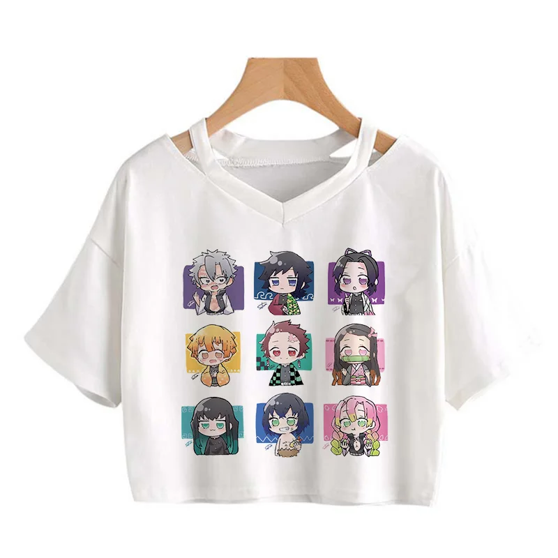 Demon Slayer T Shirt Women Kawaii Kimetsu No Yaiba Graphic Tees Tanjirou Kamado Tops Japanese Anime Tshirt Manga T-shirt Female tees Tees