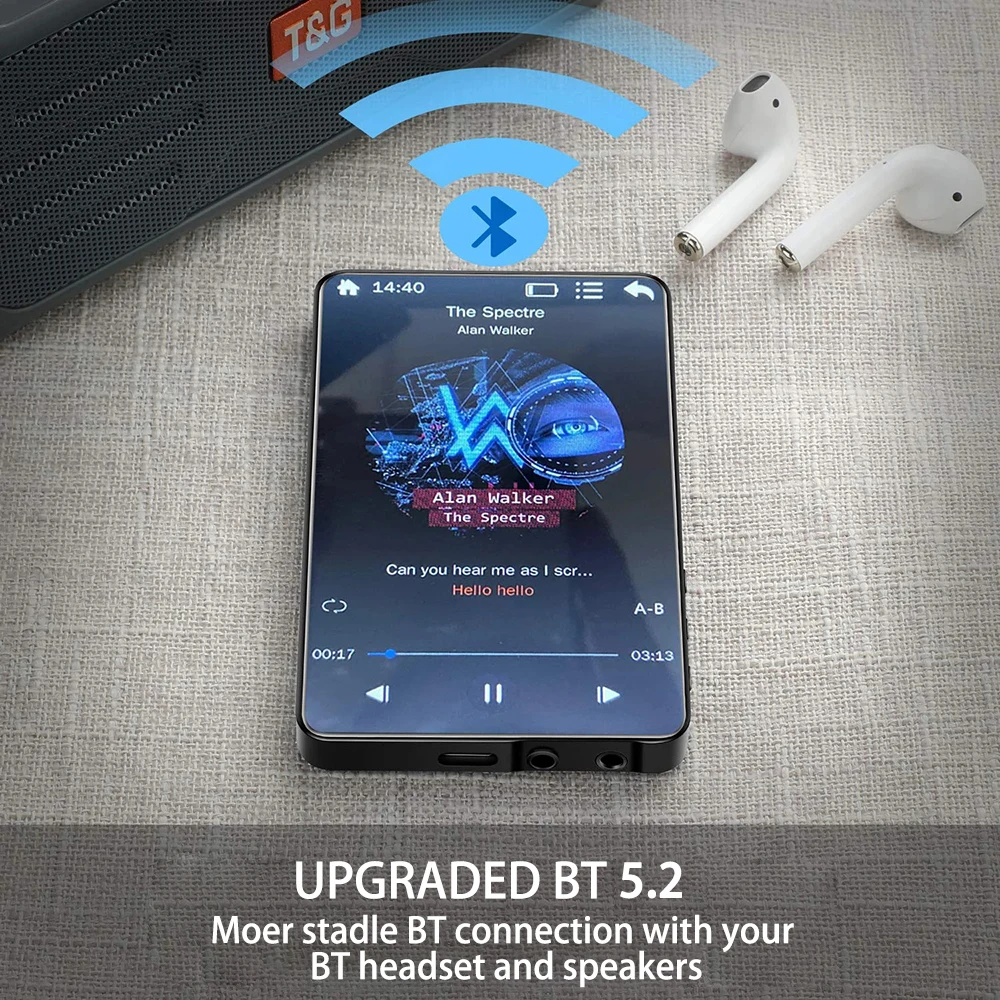 Фото 4-дюймовый mp3-плеер, Bluetooth музыкальный плеер, встроенный динамик, 16 ГБ, полноэкранный, воспроизведение видео MP4 с FM-радио, запись для Walkman №5