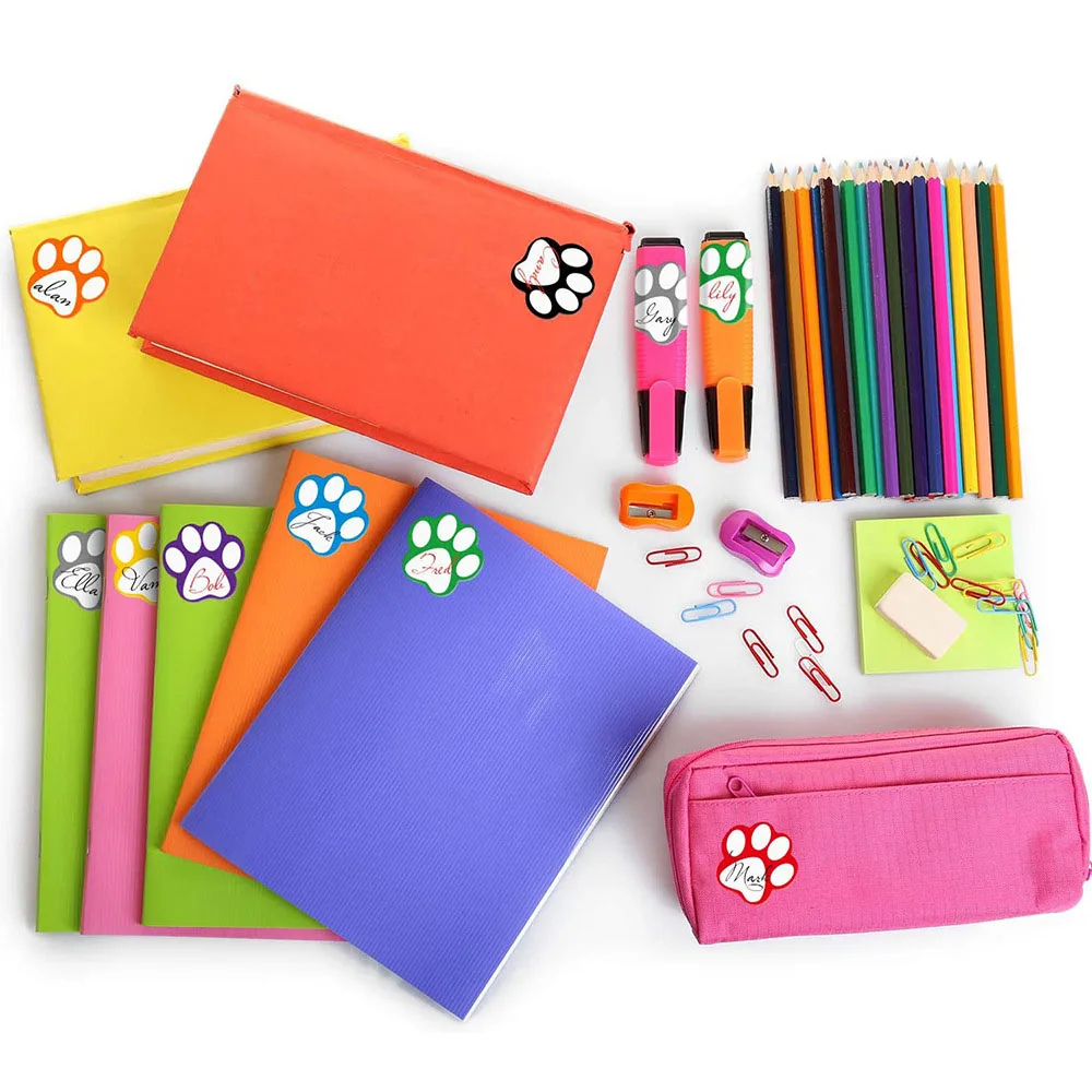 Paw Print Stickers Dog Cat Bear Paw Labels Laptop Reward Sticker Stationery For Student 50-500pcs 1inch