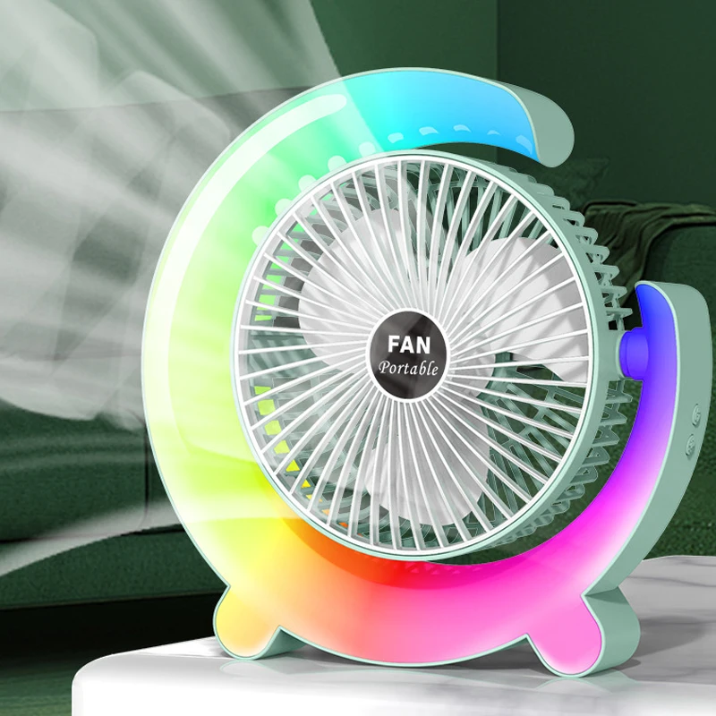 Desk Fan Portable USB Fan With LED Light Adjustable Cooling Mute 3 Speed Adjustment Ultra Quiet Suitable For Home Desk Offic