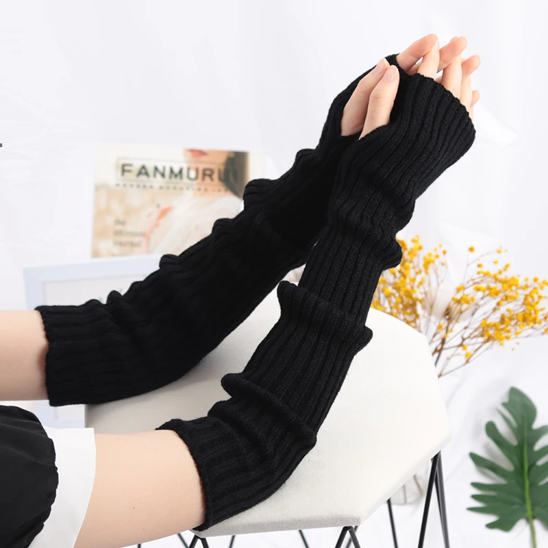 Women Long Fingerless Gloves Soft Female Glove Lolita Kawaii - Main Image