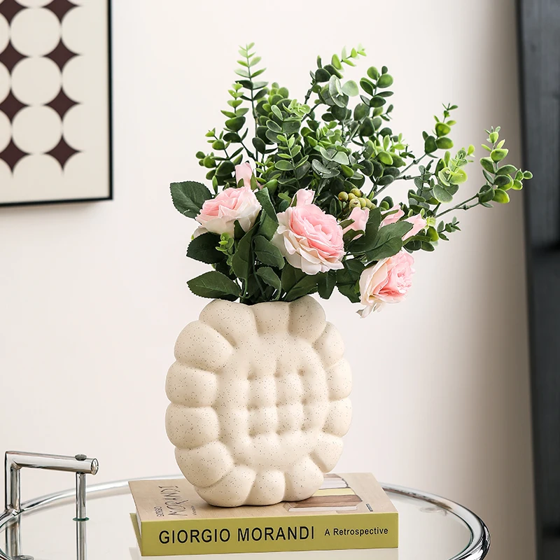 

Белая ваза для печенья, ваза для гостиной, спальни, настольный контейнер для цветочной композиции, художественная ваза, аксессуары для украшения дома, керамическая ваза