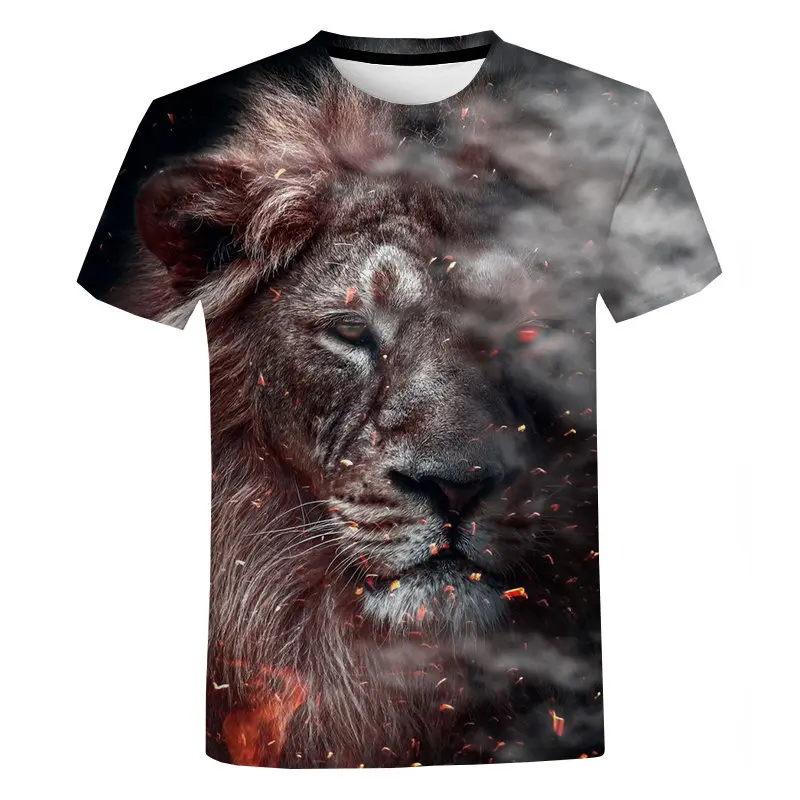 

2023 New 3D Print Lion Shirt Men's T-shirt Summer Streetwear Male Cool Sleeve Tees O Neck Casual Short Clothing